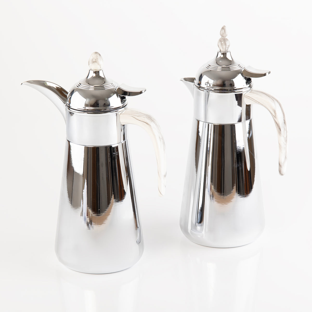 Elegant Set Of 2 Stainless Steel 1 liter Thermos With Gift Box - Silver