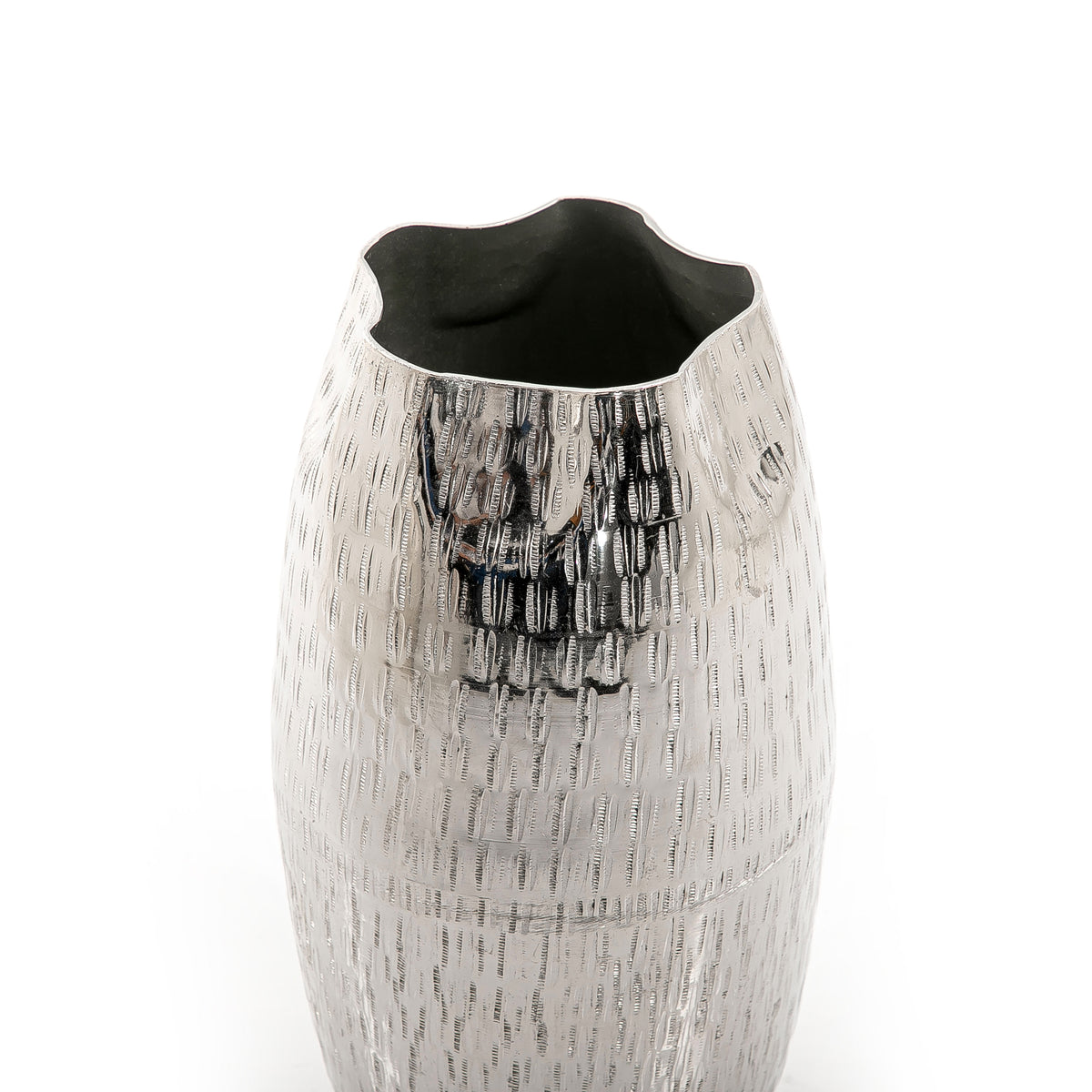 Silver Barrel Metal Vase