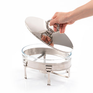 Silver steel food heat keeper with byrex roaster - CASCADES