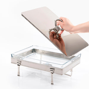 Silver steel food heat keeper with byrex roaster - CASCADES