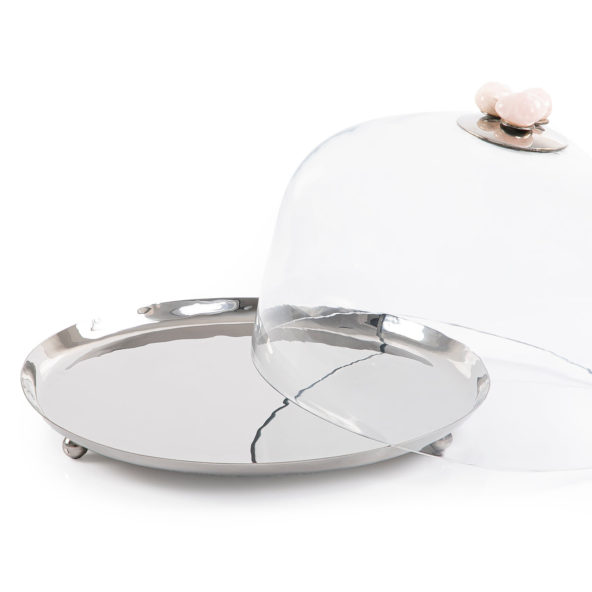 Metal cake stand with dome