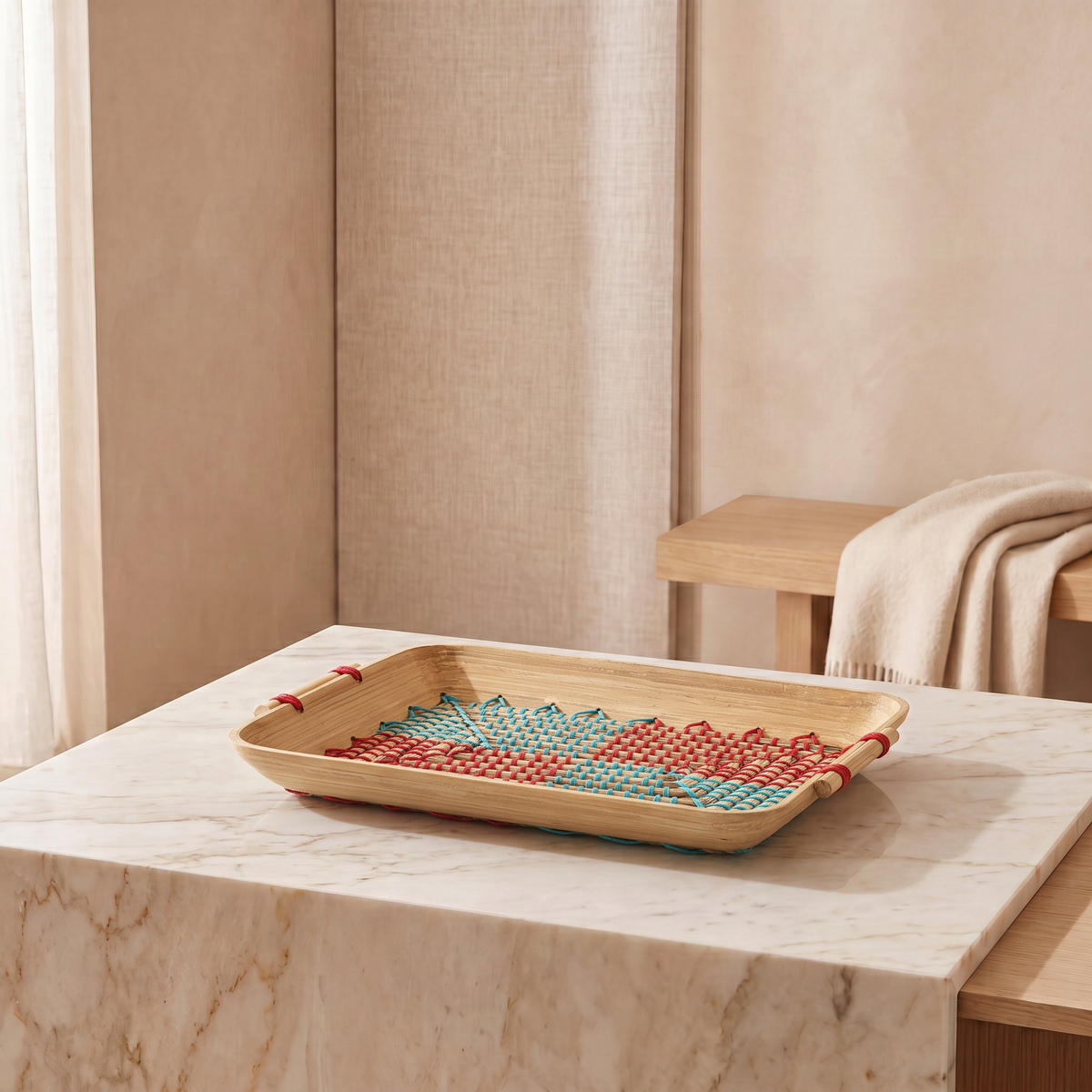 Rectangular Bamboo And Seagrass Tray