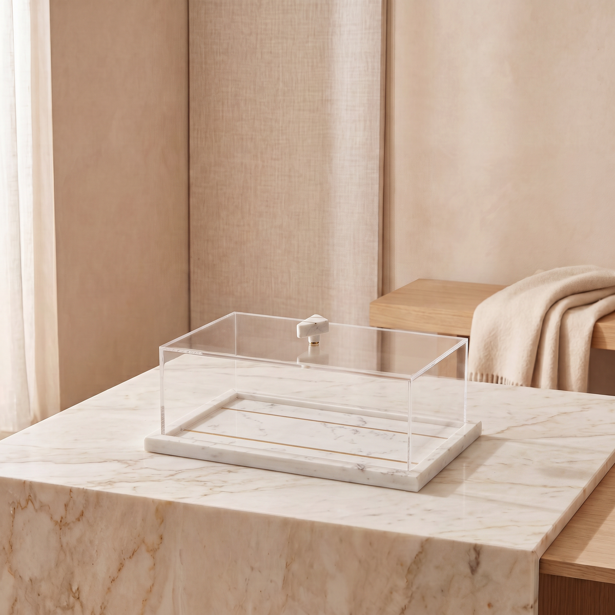 Marble trays with acrylic cover