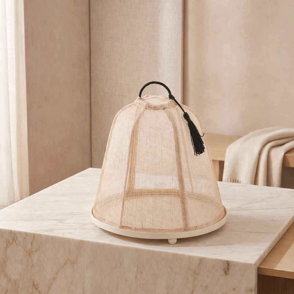 Linen cover with metal base
