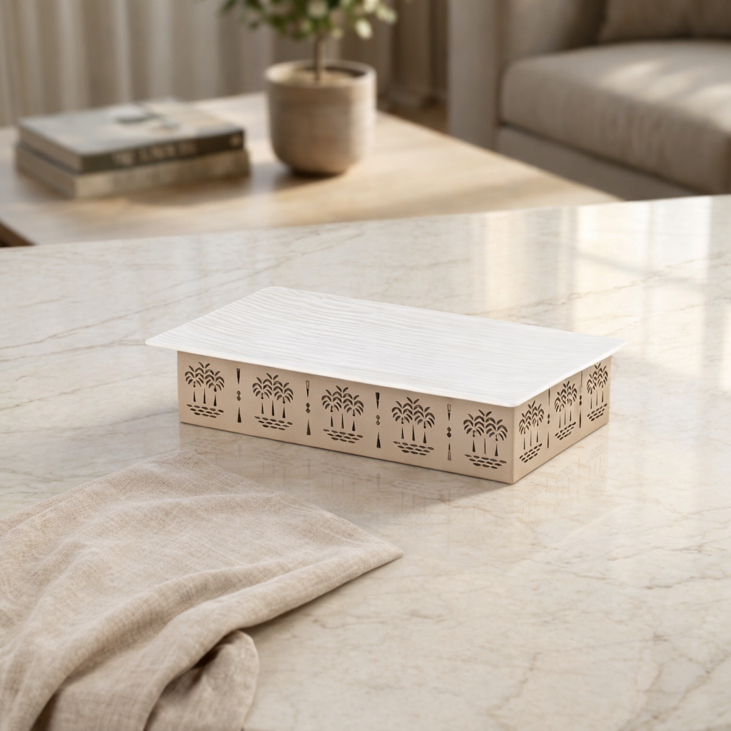 Beige Rectangular Ceramic plate - Small