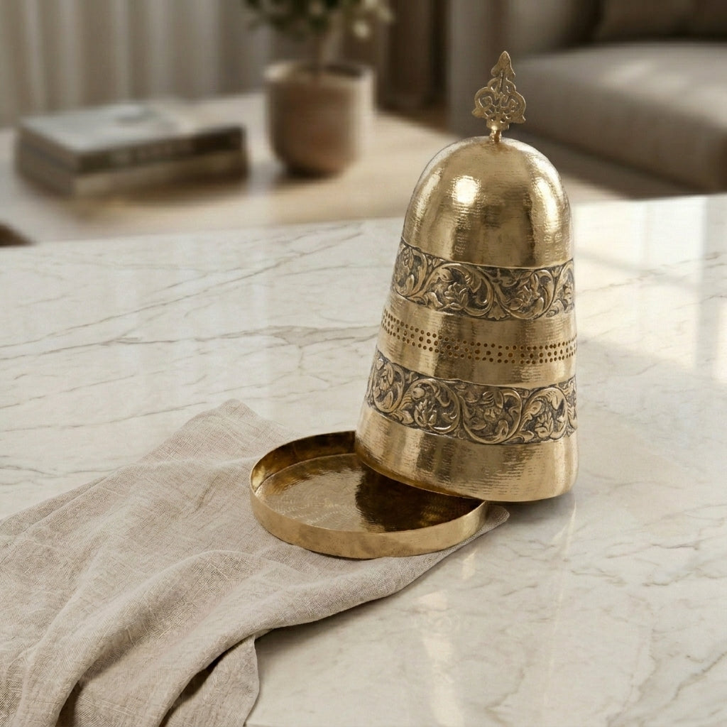 Golden Metal Morrocan Plate With Cover