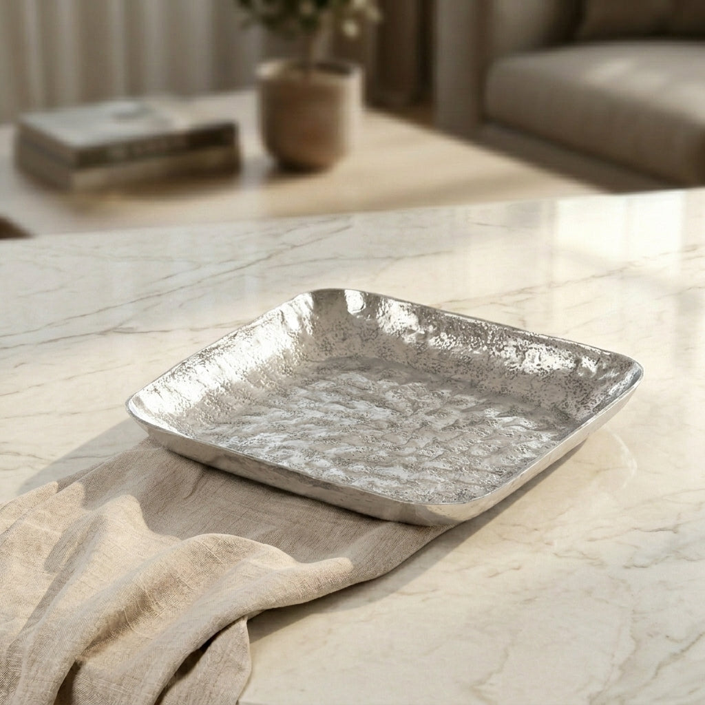 Silver square metal plate