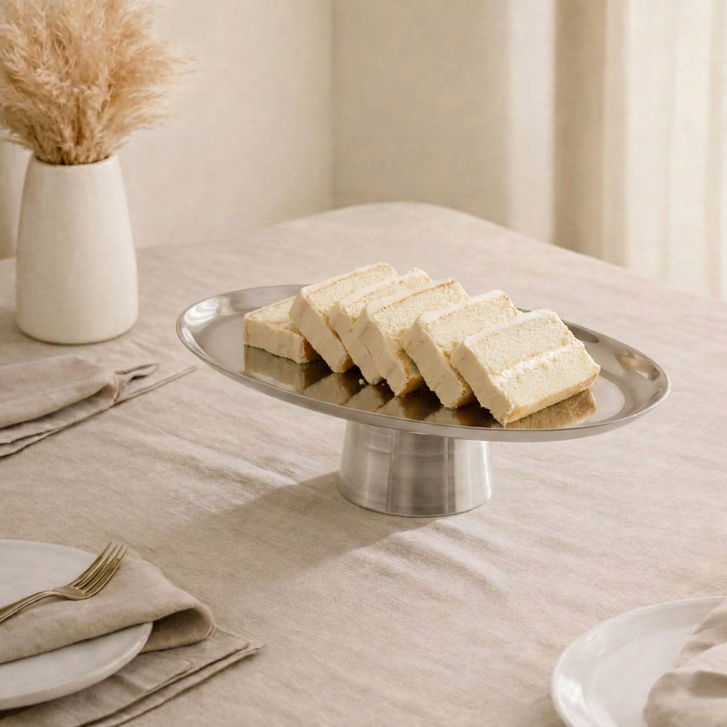 Oval Metal Serveware Stand - Silver
