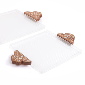 Set of 2 acrylic tray with wooden handle - CASCADES