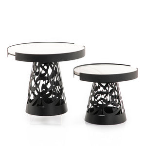 Set of 2 marble and metal stands with arabian design - CASCADES