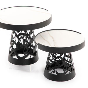 Set of 2 marble and metal stands with arabian design - CASCADES