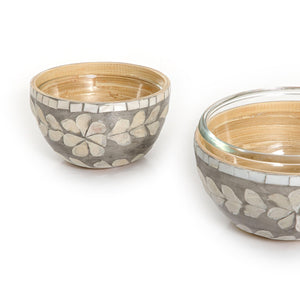 Set of 2 mother of pearl bowl with glass - CASCADES