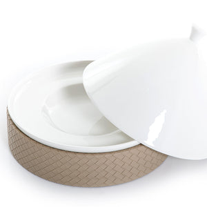 Ceramic plate with leather base - CASCADES