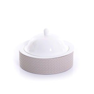 Ceramic plate with leather base - CASCADES