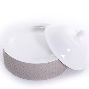 Ceramic plate with leather base - CASCADES