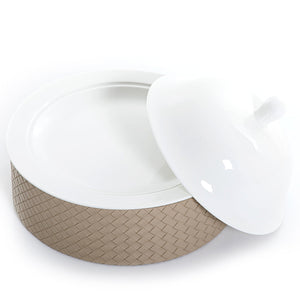 Ceramic plate with leather base - CASCADES