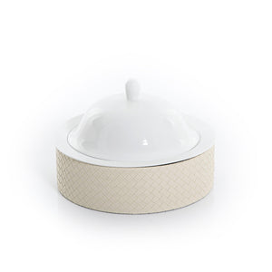 Ceramic plate with leather base - CASCADES