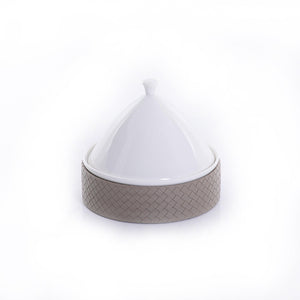 Ceramic plate with leather base - CASCADES