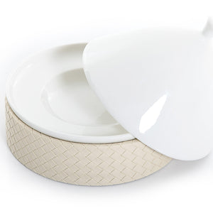 Ceramic plate with leather base - CASCADES
