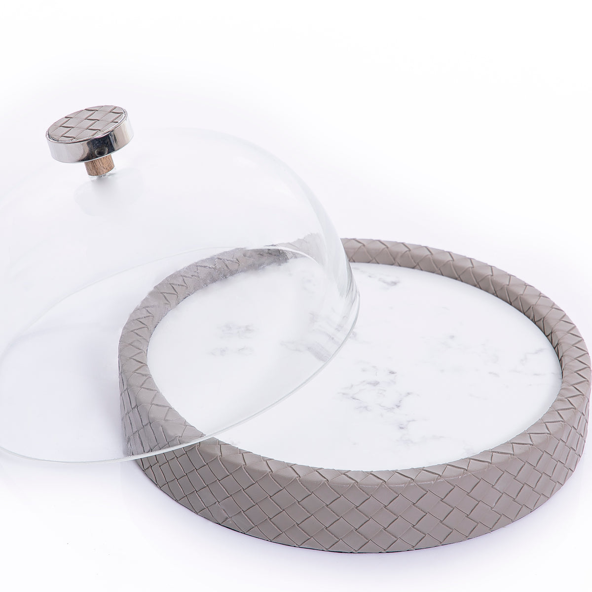 Leather plate with glass cover