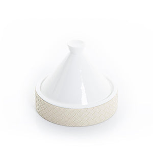 Ceramic bowl with cover and leather base - CASCADES