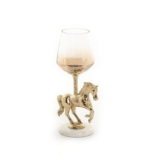 Glass candle holder with metal base - CASCADES