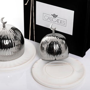 Set of 2 marble plates with metal covers and gift box - CASCADES