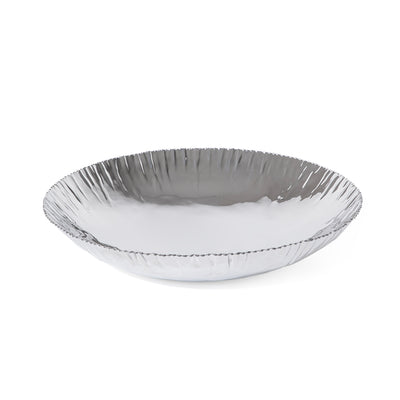 Round silver metal serving bowl - Large