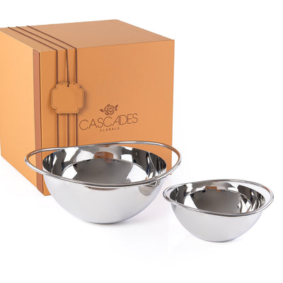 Set of 2 metal Shiny Polish Serving Bowl with gift box - Silver
