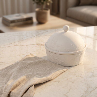Round Pottery Bowl and Dome cover