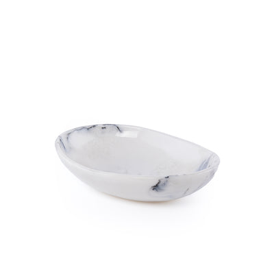 Large Resin Oval Plate - White & Black