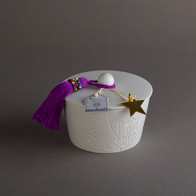 Gergaan Matt White Bowl With Tassel - Purple