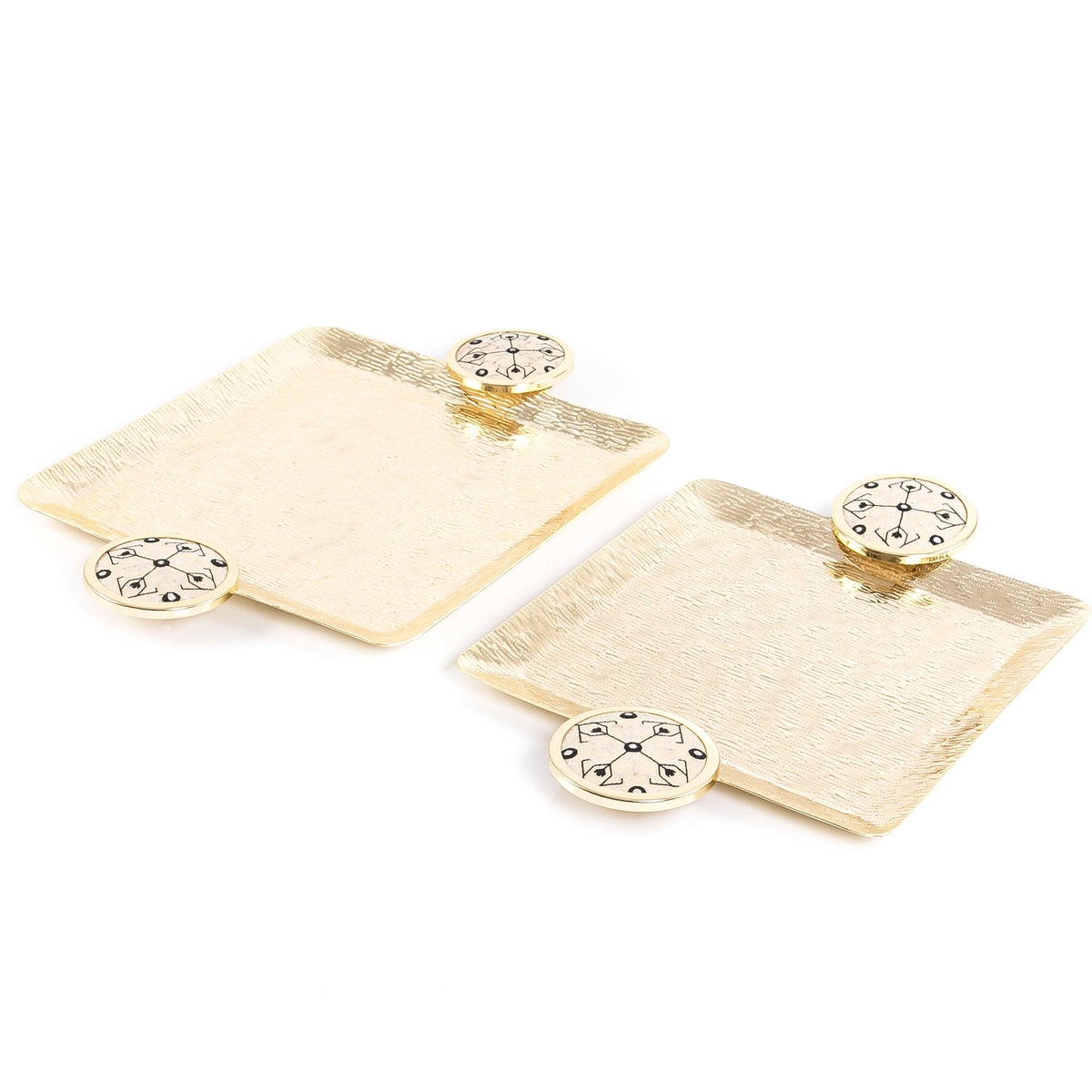 Set of 2 metal tray with fabric handle - CASCADES