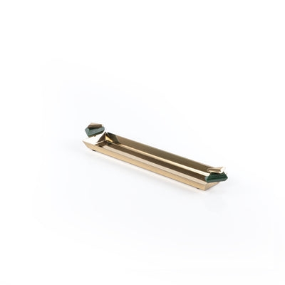 Long Metal Serving Tray Gold & Green - Small