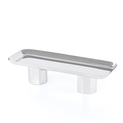 Rectangular silver metal stand with legs - large