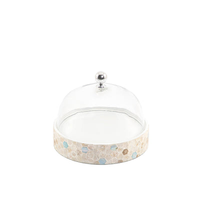 Mother of pearl plate with glass cover - CASCADES