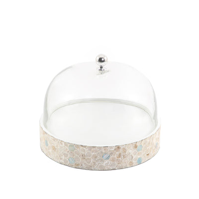 Mother of pearl plate with glass cover - CASCADES
