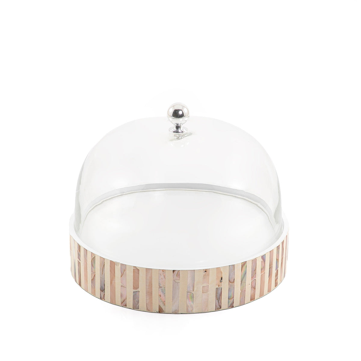 Mother of pearl plate with glass cover - CASCADES
