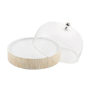 Mother of pearl plate with glass cover - CASCADES