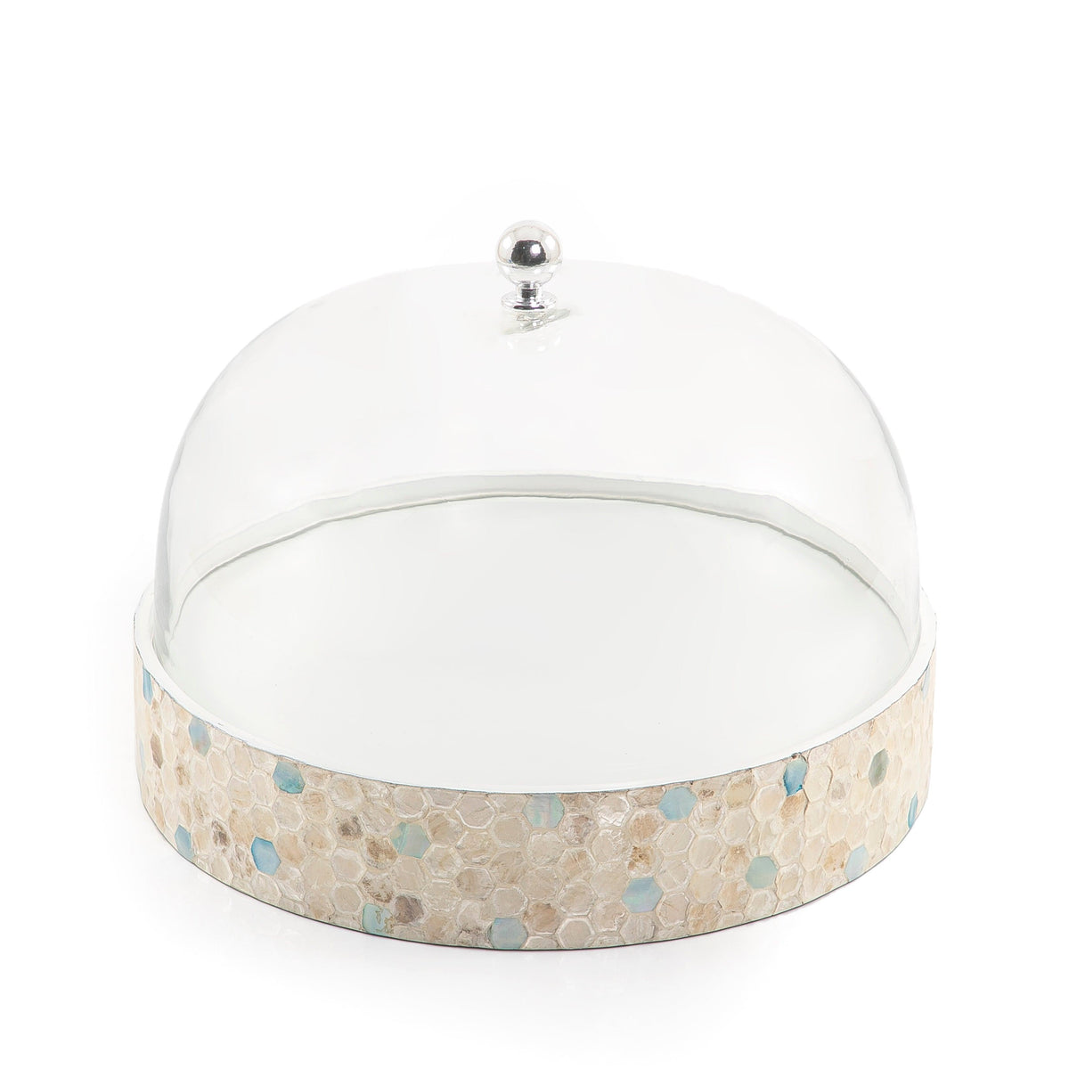 Mother of pearl plate with glass cover - CASCADES