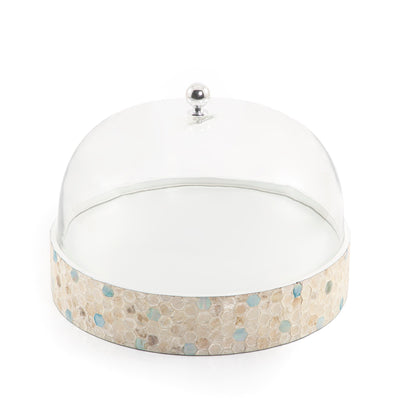 Mother of pearl plate with glass cover - CASCADES