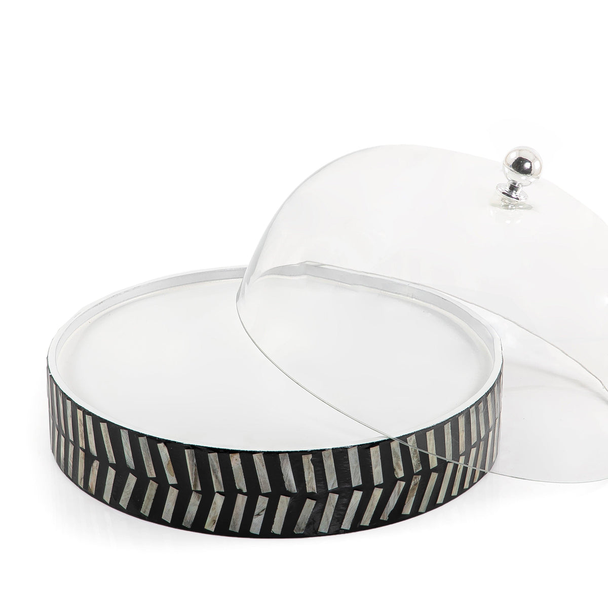 Mother of pearl plate with glass cover - CASCADES