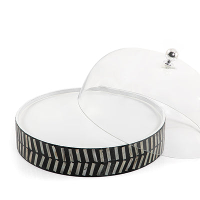 Mother of pearl plate with glass cover - CASCADES