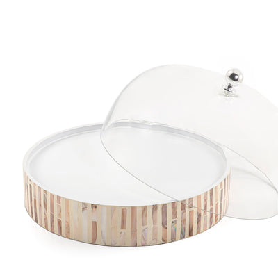 Mother of pearl plate with glass cover - CASCADES