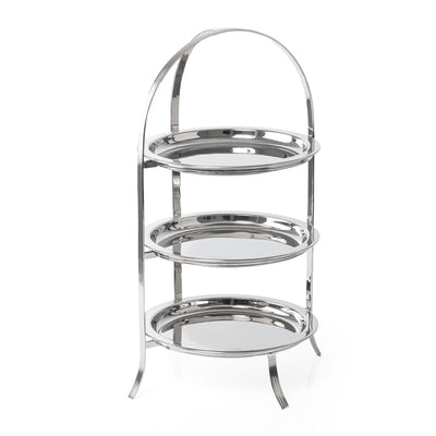 Round Three-Tier Stainless Steel Dish Stand