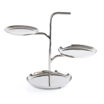 Shiny Metal 3-Tires Serving Stand