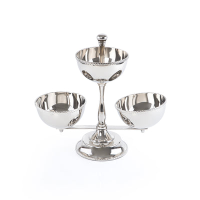 Shiny Metal 3-Tires Serving Bowls Stand