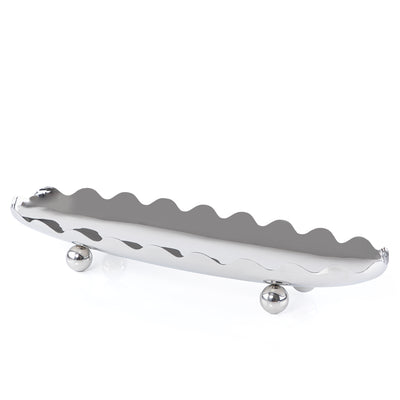 Oval Metal stand With wavy edges - silver large