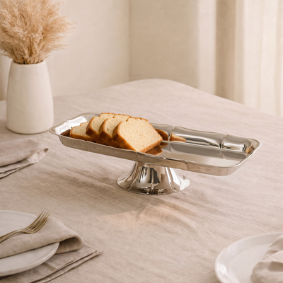 Rectangular silver metal stand