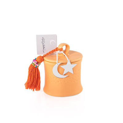Round pottery Gargeean with lid - orange